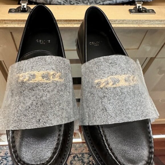 Celine Black Leather Loafers Women's Size 37 - Picture 2 of 7
